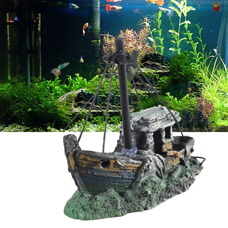 Aquarium Marina - Hiasan kapal cekung akuarium ornamen tangki