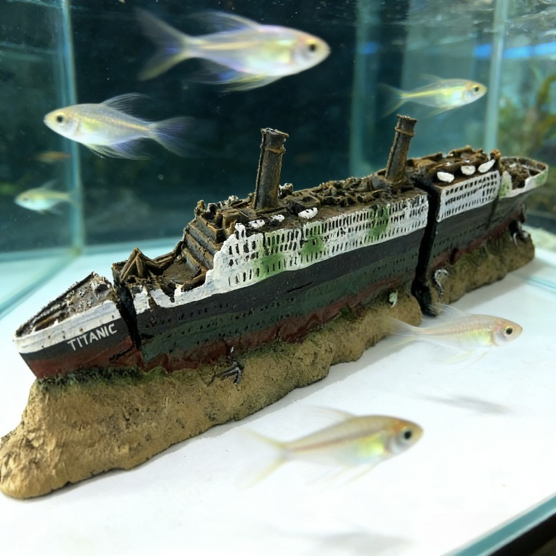 Aquarium Marina - Dekorasi Akuarium Kapal Tenggelam Titanic, Ornamen