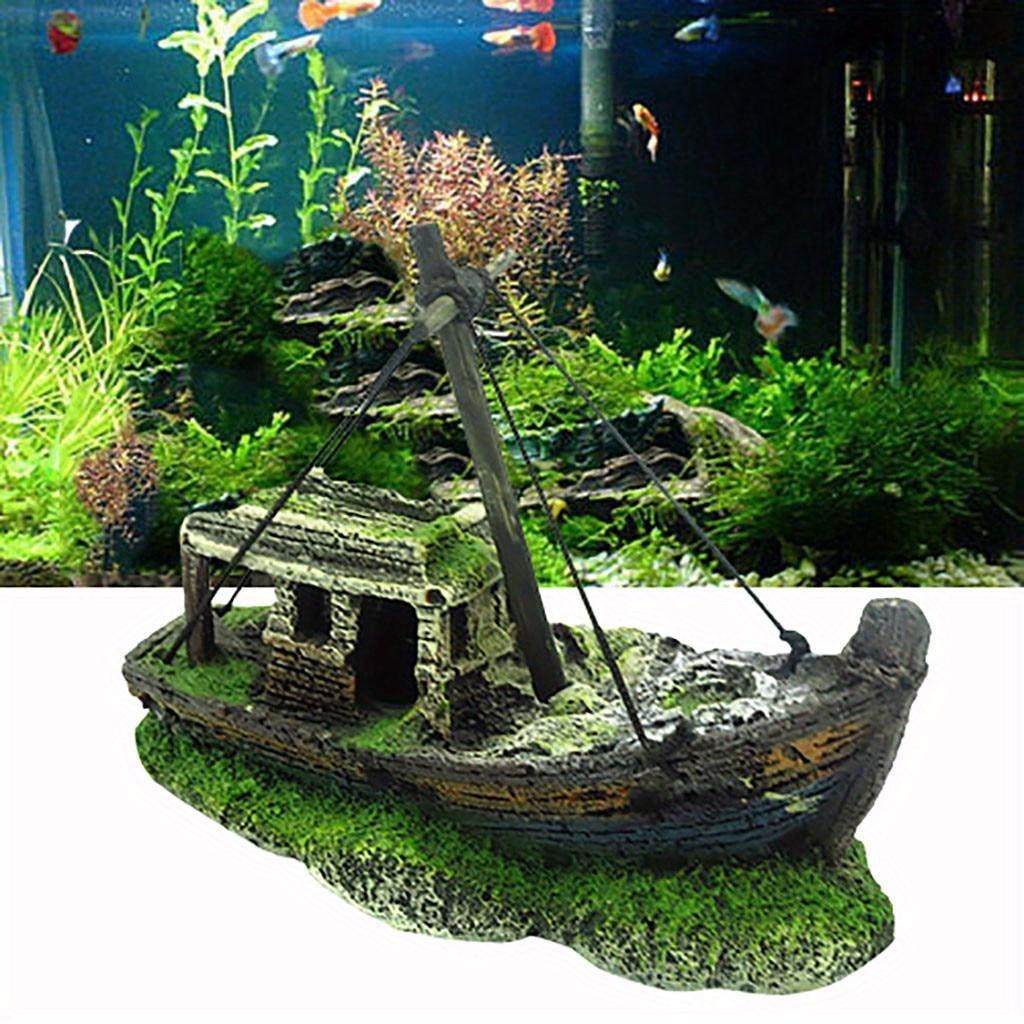 Aquarium Marina - Akuarium tangki ikan pemandangan kapal rusak